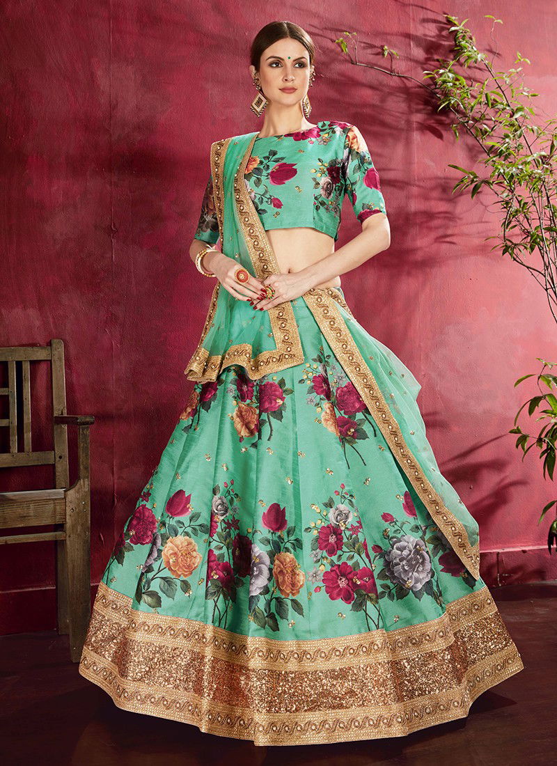 ZEEL CLOTHING CARNATIONS Designer Wedding Bridel Wear Heavy Banglori Silk Floral Print Dori Zari And Sequins Embroidery with Stone Work Lahenga Choli Collection